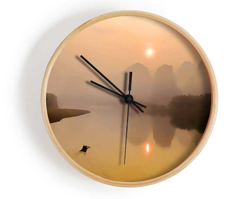 Calm Paradise Lake Clock - Wallart-Direct UK