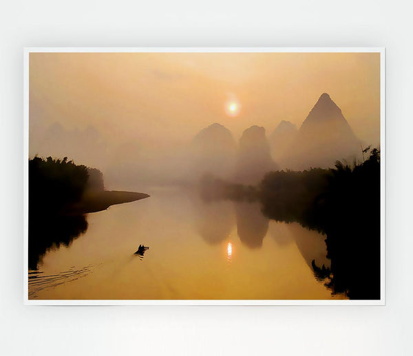 Calm Paradise Lake Print Poster Wall Art