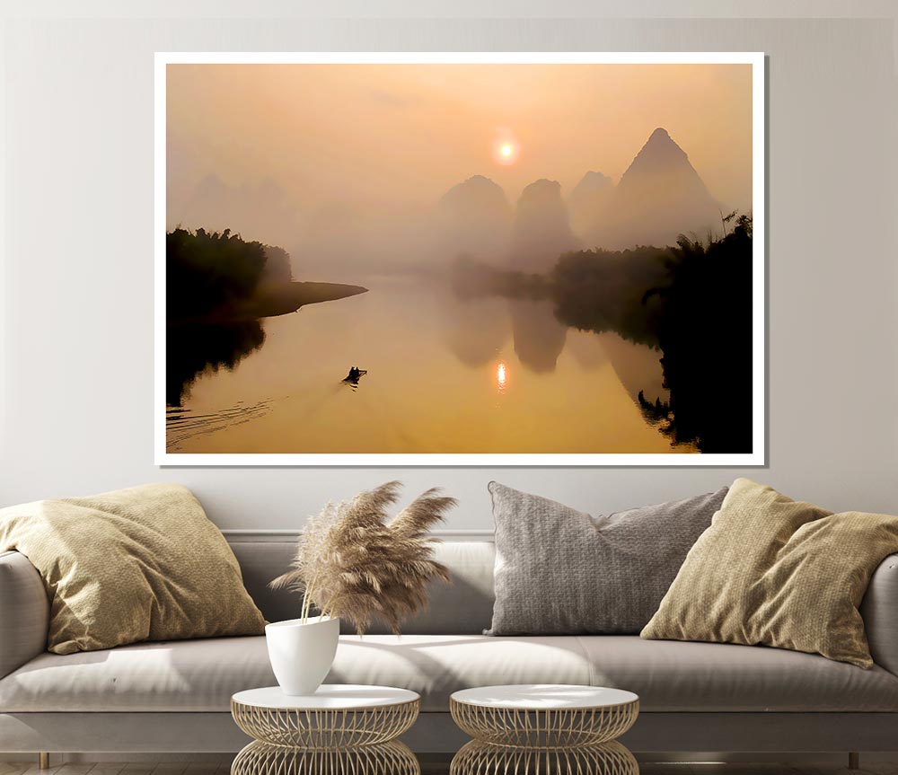 Calm Paradise Lake Print Poster Wall Art