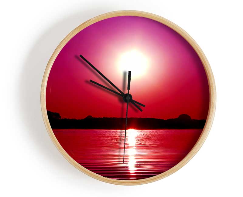 Pink Lake Sun Clock - Wallart-Direct UK