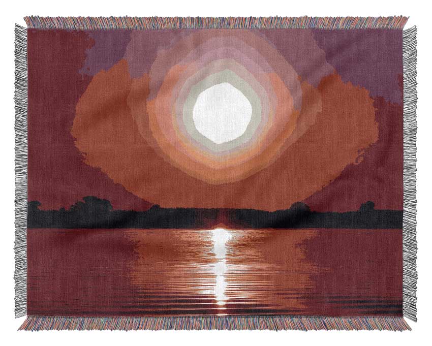 Pink Lake Sun Woven Blanket