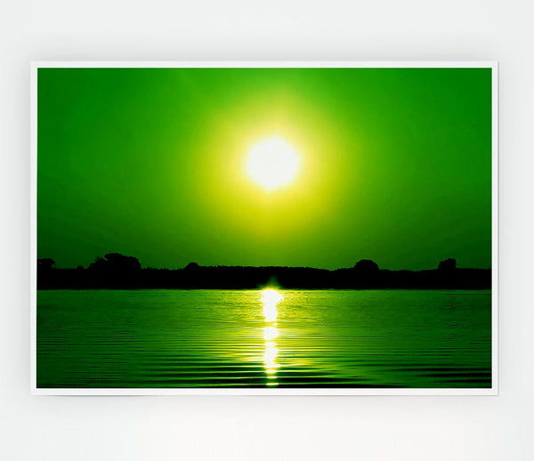 Green Lake Sun Print Poster Wall Art