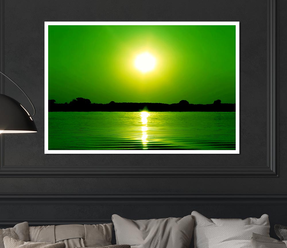 Green Lake Sun Print Poster Wall Art