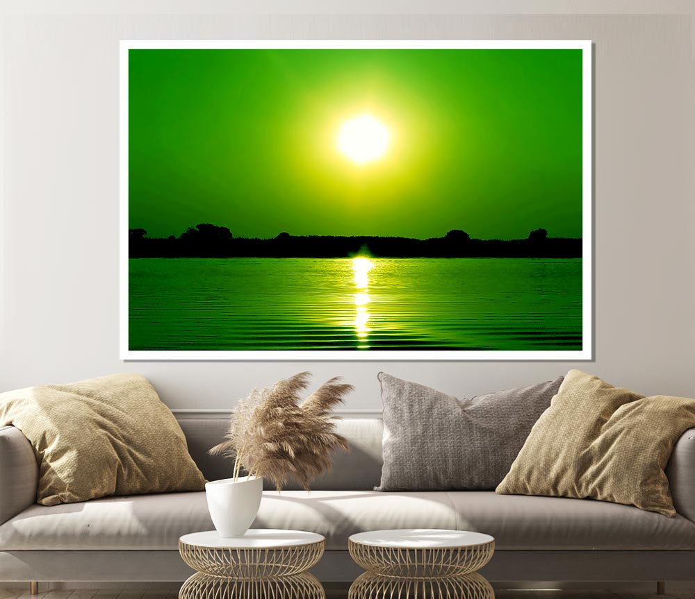 Green Lake Sun Print Poster Wall Art