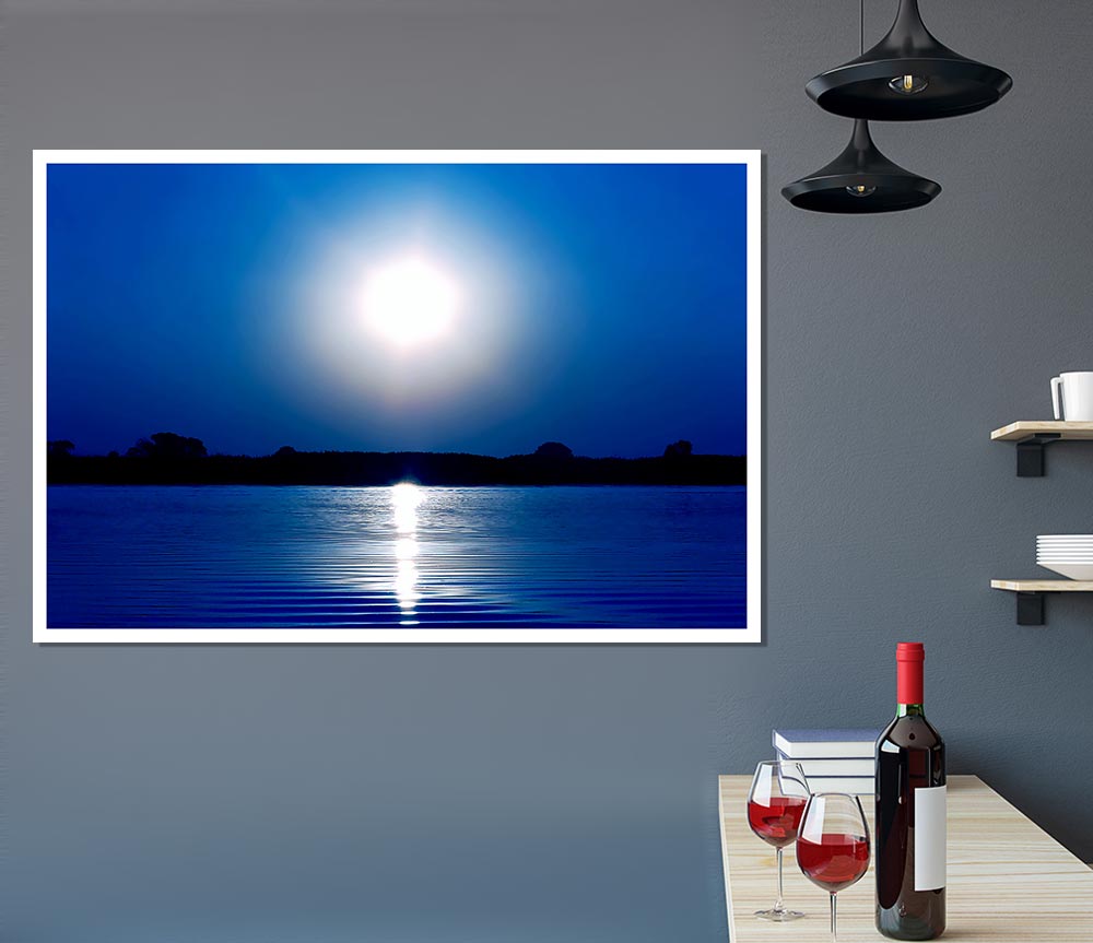 Blue Lake Sun Print Poster Wall Art