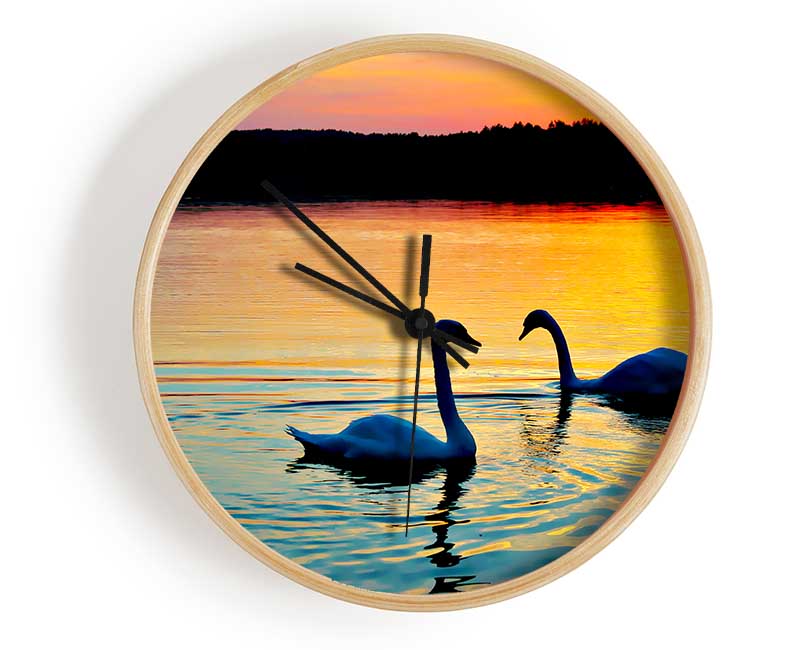 Lake Swans Clock - Wallart-Direct UK