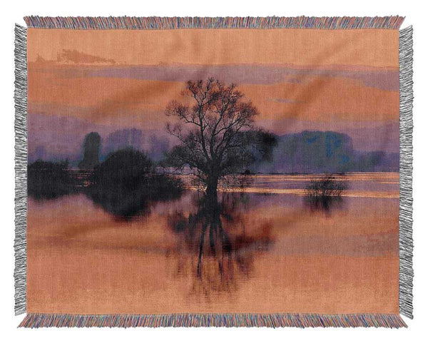 Orange Morning Reflections Woven Blanket