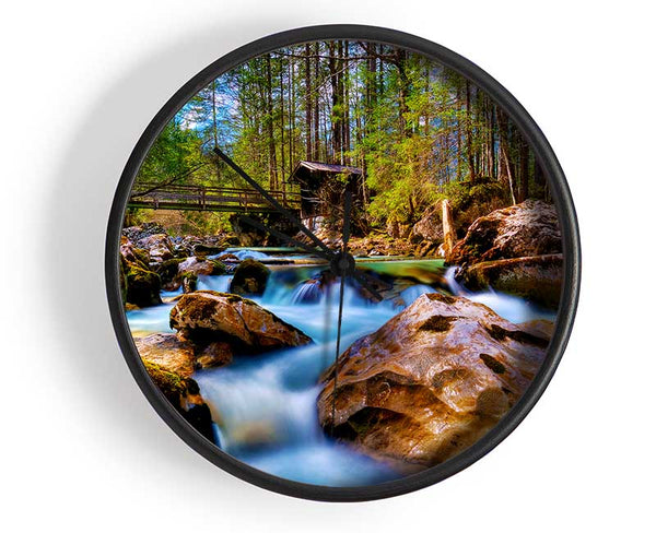 Secluded River Retreat Clock - Wallart-Direct UK