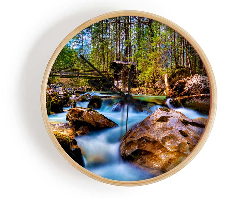 Secluded River Retreat Clock - Wallart-Direct UK