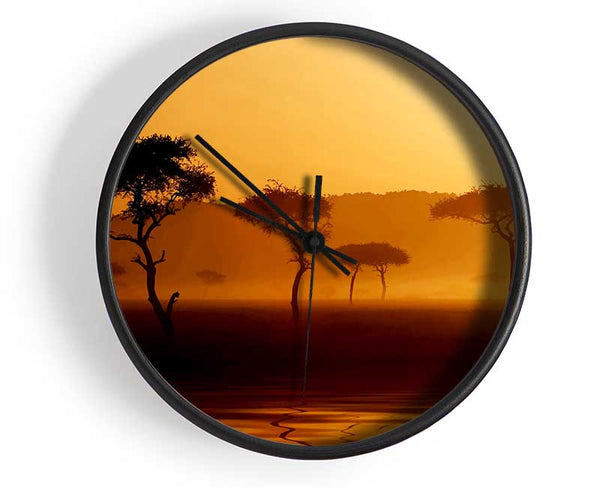 Misty Sunrise Lake Clock - Wallart-Direct UK