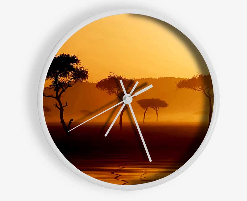 Misty Sunrise Lake Clock - Wallart-Direct UK