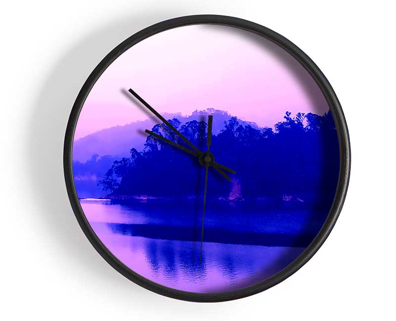 Pink Blue Lake Serine Clock - Wallart-Direct UK