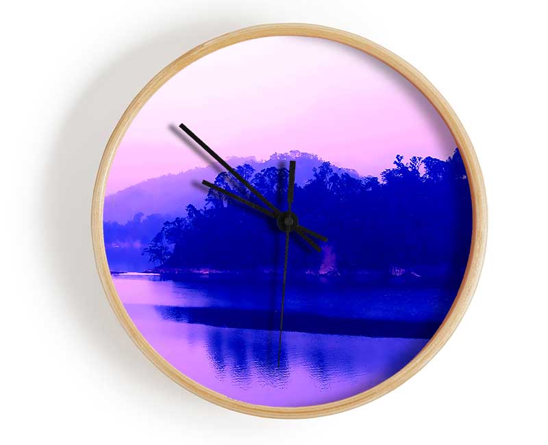 Pink Blue Lake Serine Clock - Wallart-Direct UK