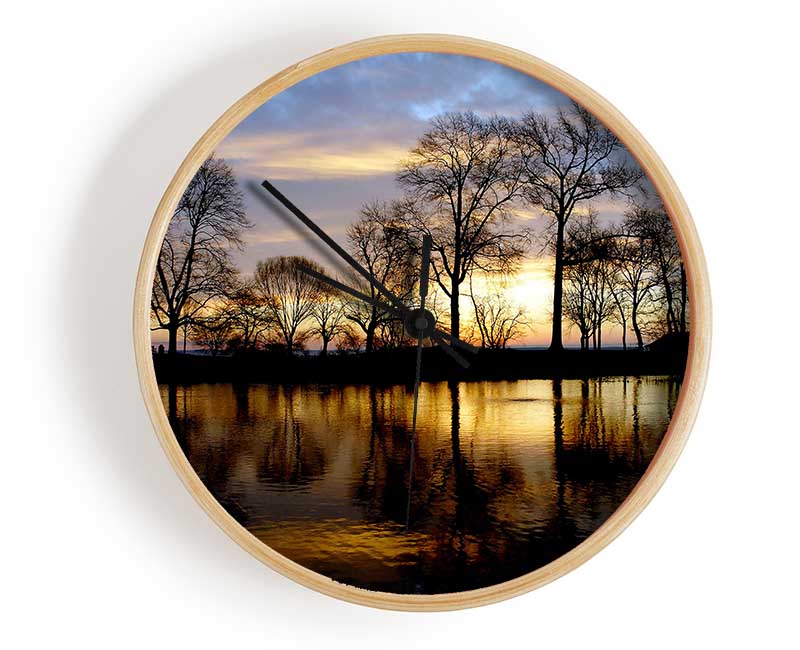 Woodland Lake At First Light Clock - Wallart-Direct UK