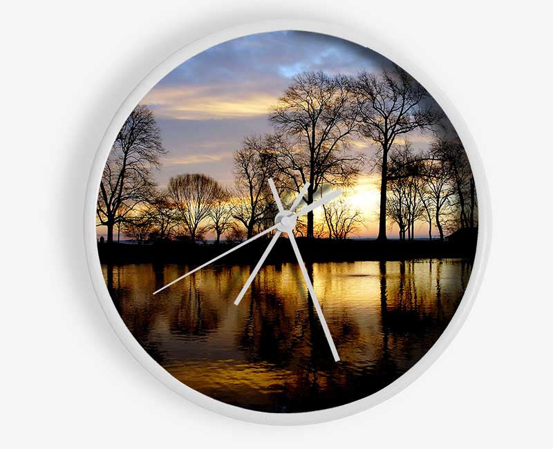 Woodland Lake At First Light Clock - Wallart-Direct UK