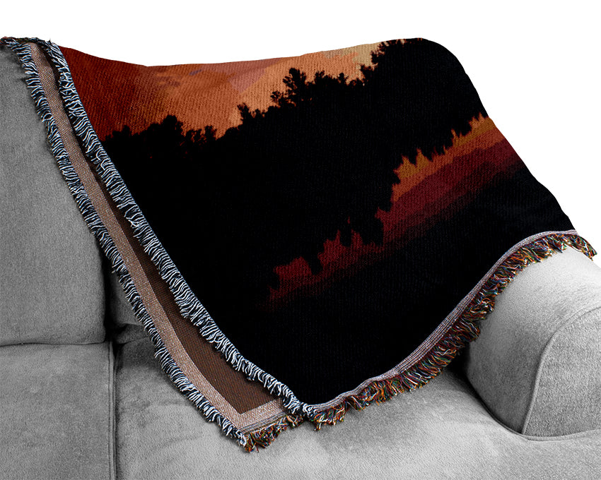 River Sunset Calm Woven Blanket