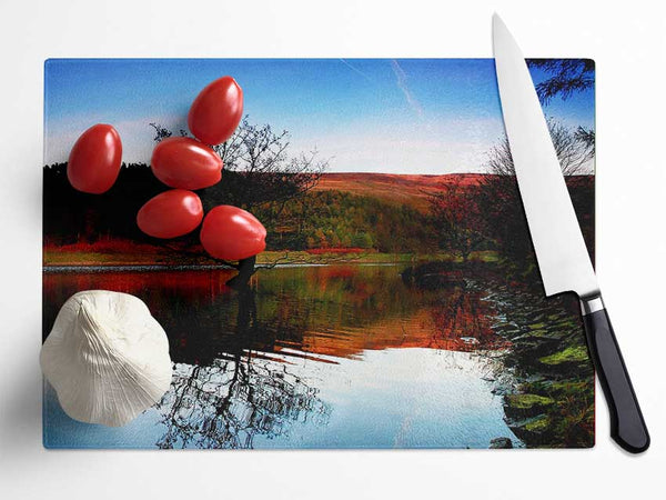 The Perfect Winter Lake Glass Chopping Board