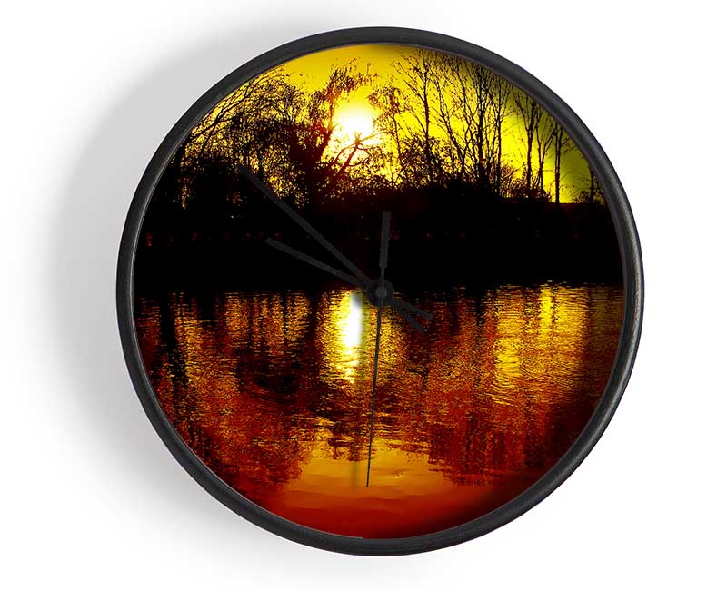 The Lake At Dusk Clock - Wallart-Direct UK