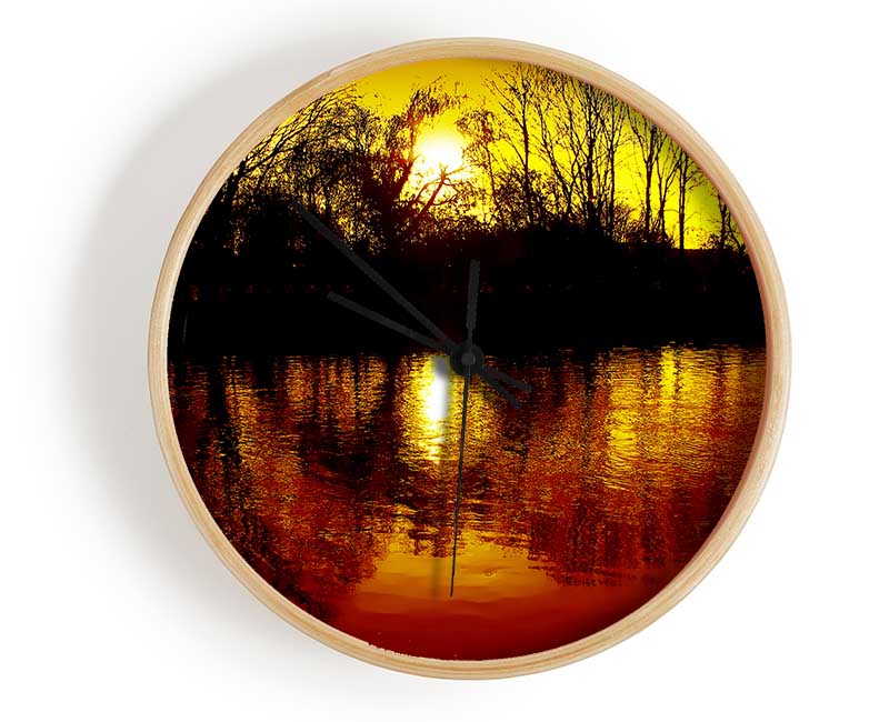 The Lake At Dusk Clock - Wallart-Direct UK