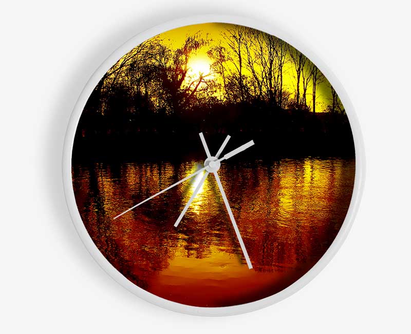 The Lake At Dusk Clock - Wallart-Direct UK