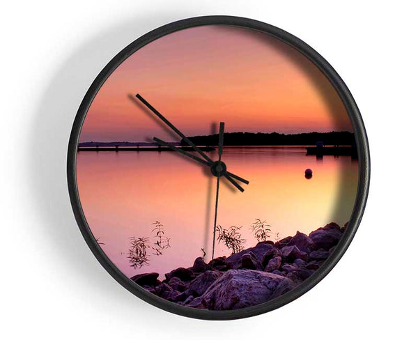 Peach Lake Calm Clock - Wallart-Direct UK