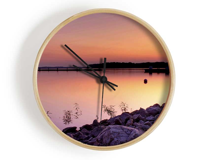 Peach Lake Calm Clock - Wallart-Direct UK