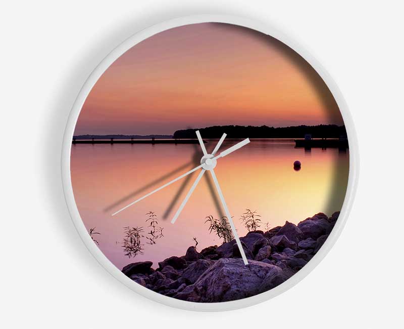 Peach Lake Calm Clock - Wallart-Direct UK