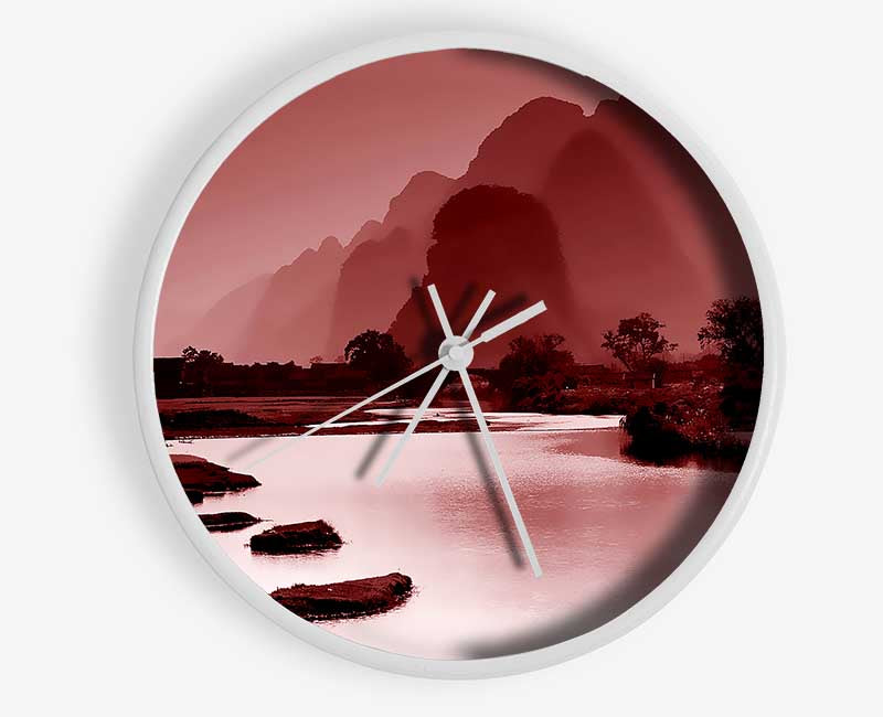 Red Mountain Paradise Clock - Wallart-Direct UK