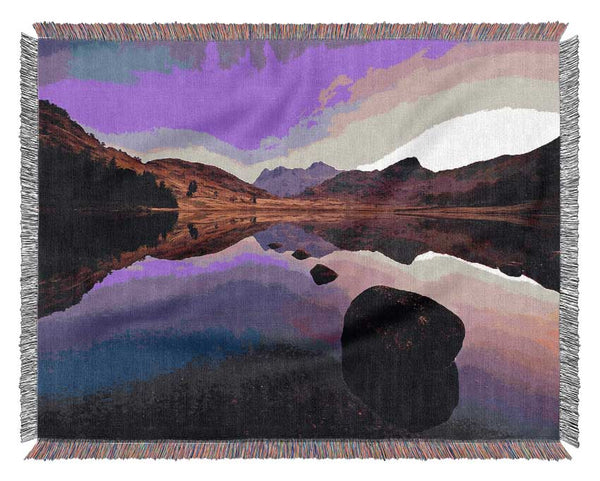 Lake Mountain Reflections Woven Blanket