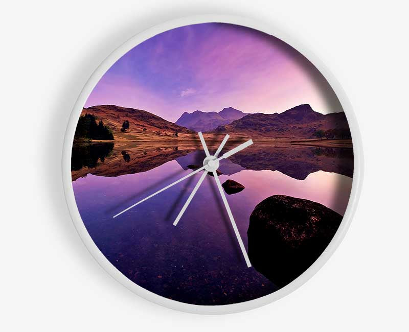 Lake Mountain Reflections Clock - Wallart-Direct UK