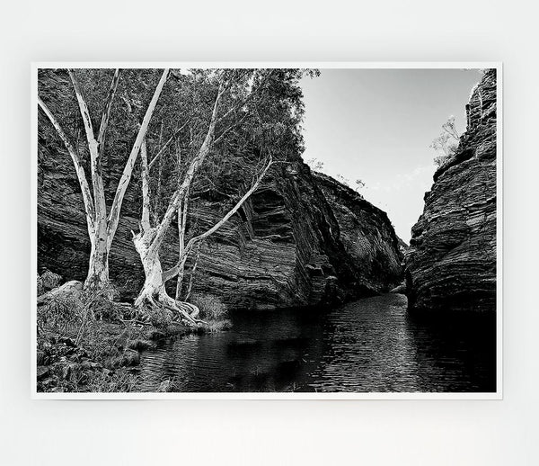 B N W Valley Still Waters Print Poster Wall Art