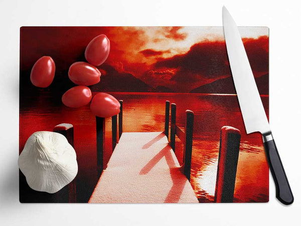 The Red Boardwalk River Glass Chopping Board