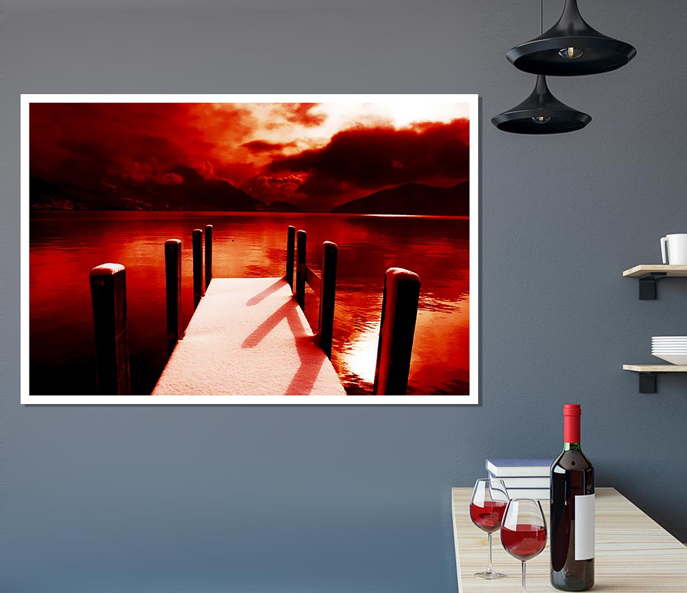 The Red Boardwalk River Print Poster Wall Art