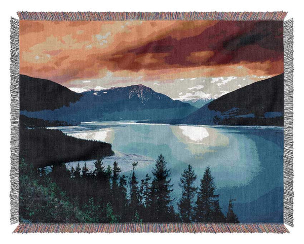 Mountain River Storm Woven Blanket