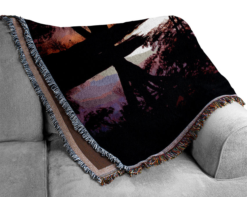 Purple Lake Calm Woven Blanket