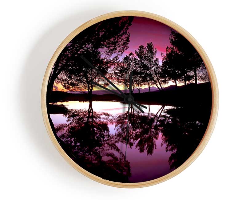 Purple Lake Calm Clock - Wallart-Direct UK