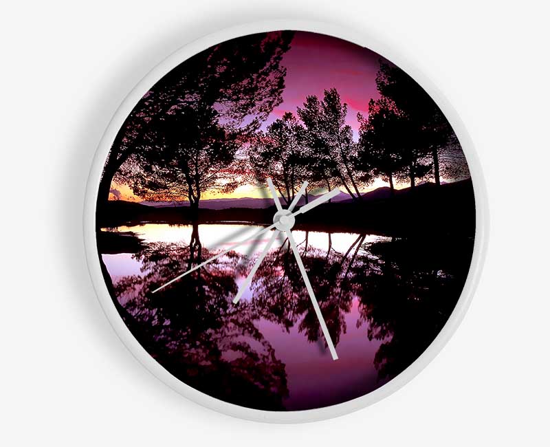 Purple Lake Calm Clock - Wallart-Direct UK