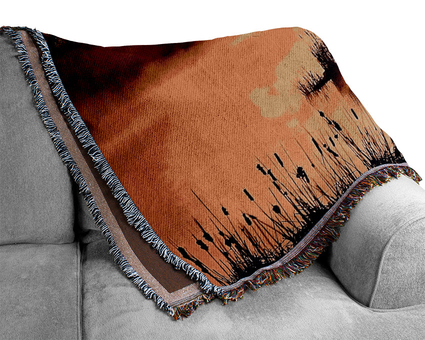 Misty Yellow Lake Side Woven Blanket