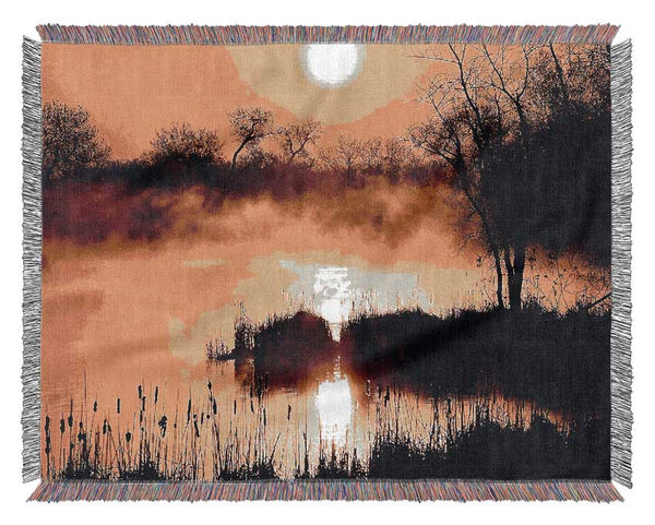 Misty Yellow Lake Side Woven Blanket