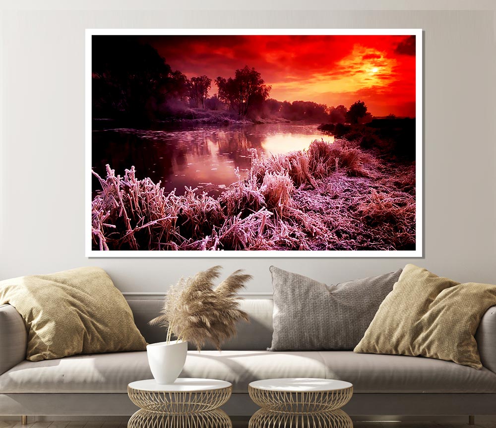 Winter By The Lake Print Poster Wall Art