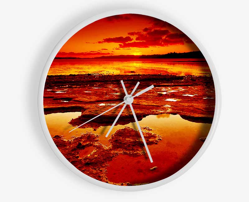 Stunning Orange Water Bay Clock - Wallart-Direct UK