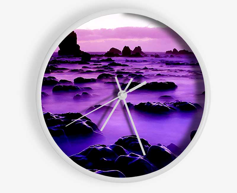 Rocky Purple Mist Clock - Wallart-Direct UK