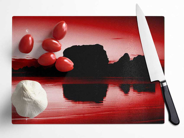 Moon Reflections Red Glass Chopping Board