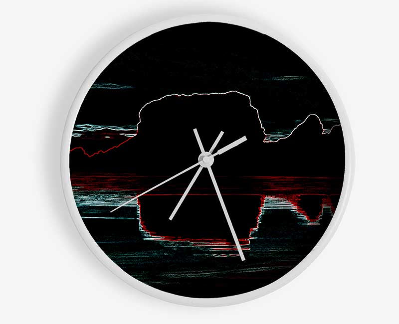 Abstract Neon Landscape 06 Clock - Wallart-Direct UK