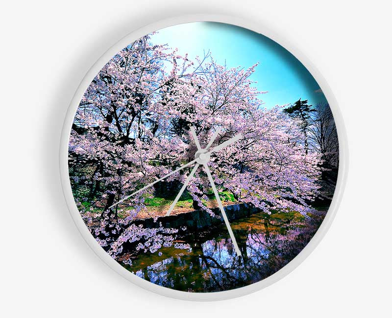 Cherry Blossom Trees Clock - Wallart-Direct UK