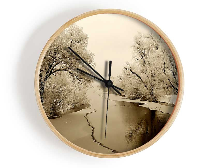 Winter Wonderland Sepia Clock - Wallart-Direct UK