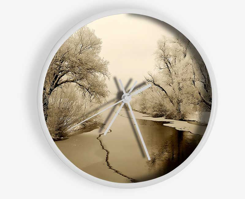 Winter Wonderland Sepia Clock - Wallart-Direct UK