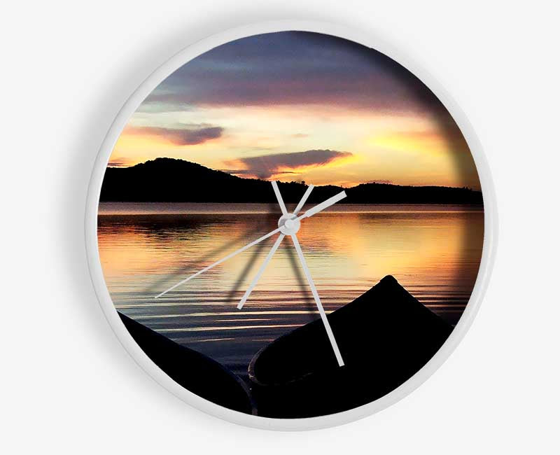 Rowing Boats At Dawn Clock - Wallart-Direct UK