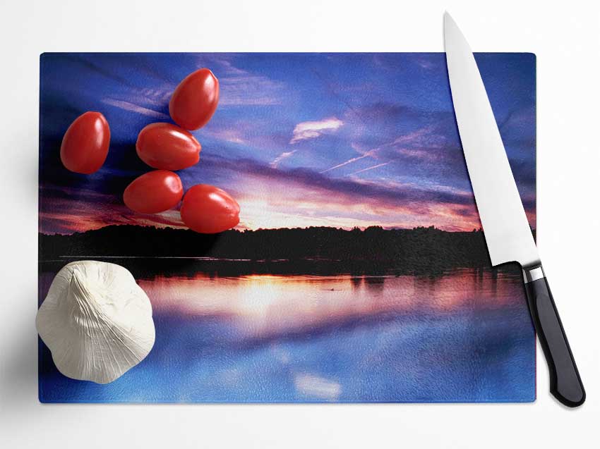 Perfect Lake Reflection Glass Chopping Board