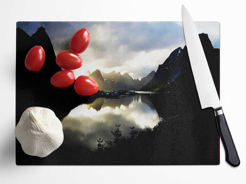 Mountain Reflections Glass Chopping Board